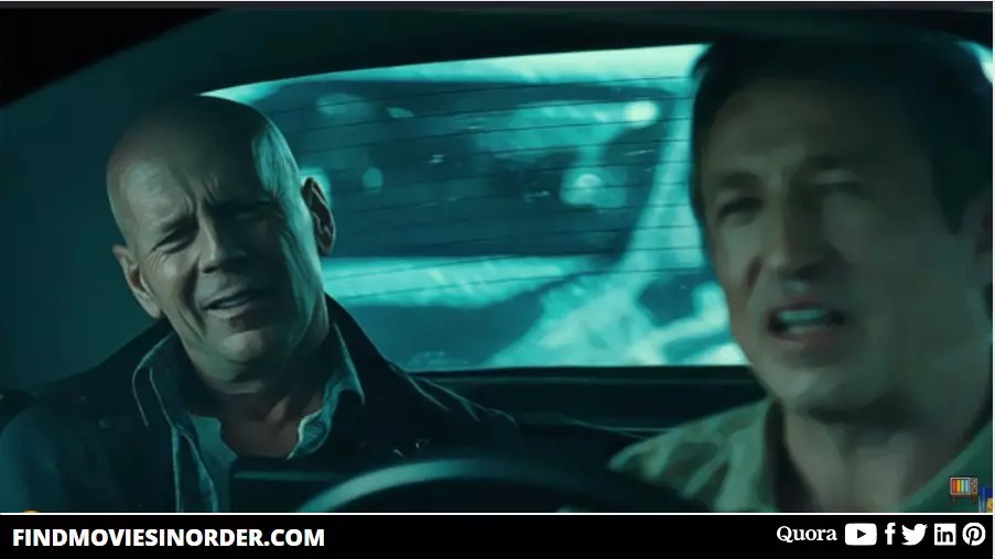 A still from A Good Day to Die Hard (2013). it is the fifth movie on the list of all Die Hard movies in order of release