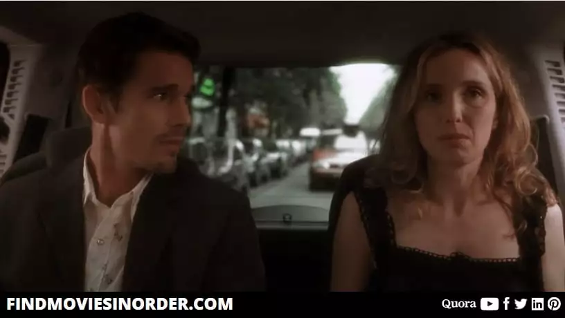 A still from Before Sunset (2004) film. it is the second movie on the list of all Before movies in order of release