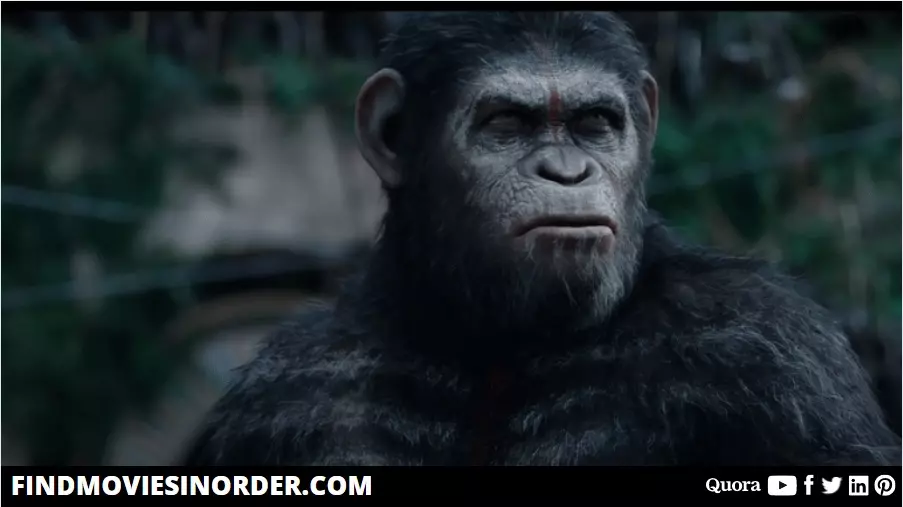 A still from Dawn of the Planet of the Apes (2014). it is the second movie on the list of all Planet of the Apes movies in chronological order