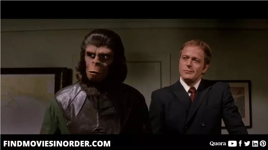 A still from Escape from Planet of the Apes (1971). it is the sixth movie on the list of all Planet of the Apes movies in chronological order