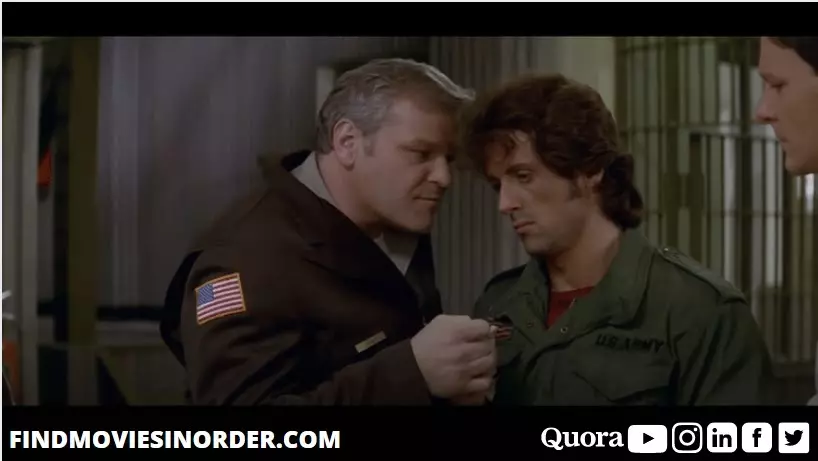 A still from First Blood (1982). it is the first movie on the list of all Rambo movies in order of release