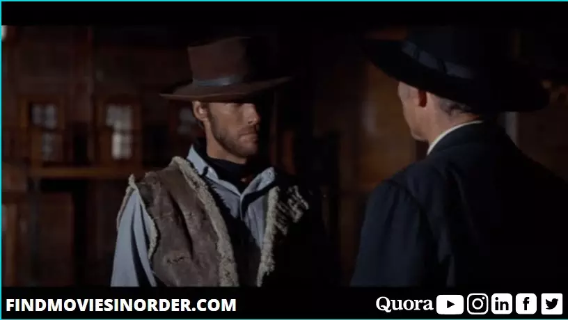 A still from For a Few Dollars More (1965). it is the second movie on the list of all Dollars movies in order of release