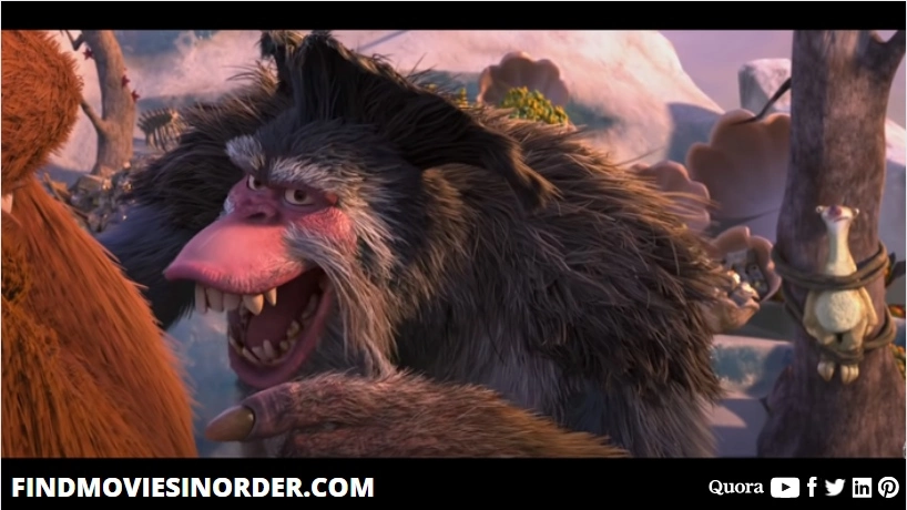 A still from Ice Age: Continental Drift (2012). It is the first movie on the list of all Ice Age movies in order of release