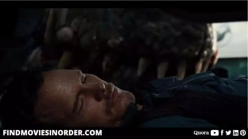 A still from Jurassic World (2015). it is the fourth movie on the list of all Jurassic Park movies in order of release