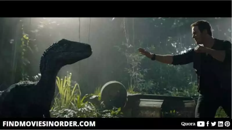 A still from the Jurassic world: fallen kingdom). it is the fifth movie on the list of all Jurassic Park movies in order of release