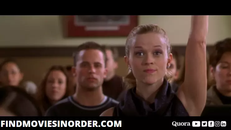 A still from Legally Blonde (2001). it is the first movie on the list of all Legally Blonde movies in order of release