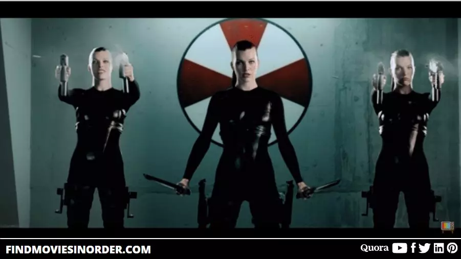 A still from Resident Evil: Afterlife (2010). It is the first movie on the list of all Resident Evil movies in order of release
