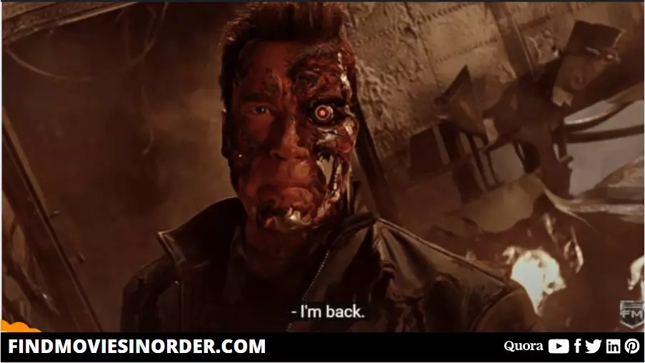 A still from The Terminator 3: Rise of the Machines (2003). it is the third movie on the list of all Terminator movies in order of release.