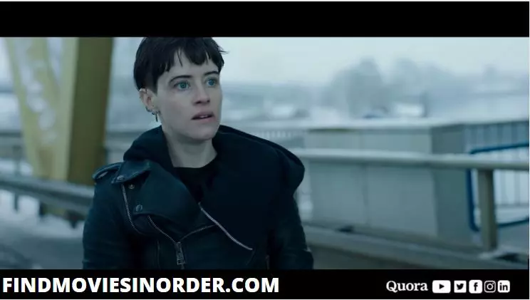 A still from The Girl in the Spider’s Web (2018). it is the fifth film on the list of all Girl with the Dragon Tattoo in order of release