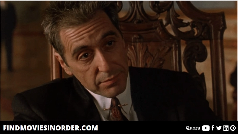 A still from The Godfather Part III (1990). It is the third movie on the list of all Godfather movies in order of release