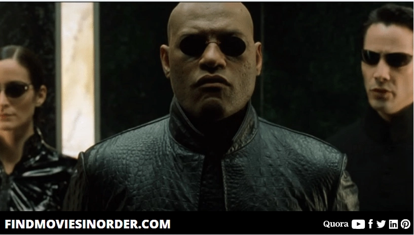 A still from The Matrix Reloaded. It is the first movie on the list of all Matrix movies in order of release