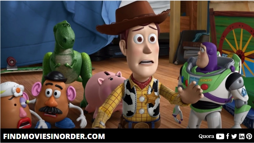 A still from Toy Story 3 (2010) film. It is the first movie on the list of all Toy Story movies in order of release